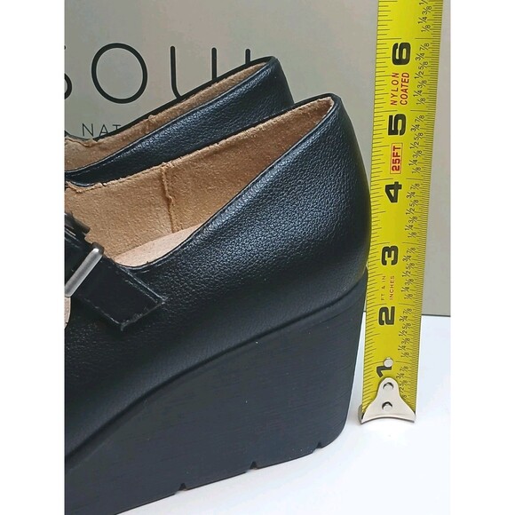 Soul Naturalizer Sz 9.5 Adore Black Tumble Faux Leather Mary Jane Wedge Heels - Picture 10 of 14
